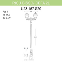 Уличный фонарь Fumagalli Ricu Bisso/Cefa 2L U23.157.S20.BXF1R