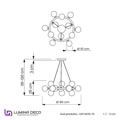 Подвесной светильник Lumina Deco Marsiada LDP 6033-15 CHR